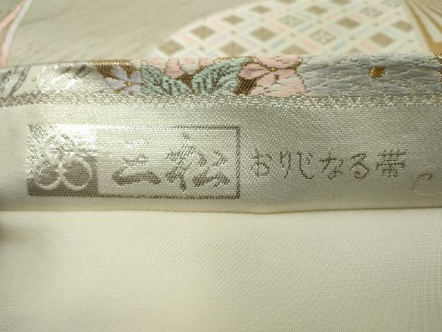 平和屋着物◎六通柄袋帯 唐織 扇面吉祥花文 金銀糸 正絹 逸品 DABJ4162cd