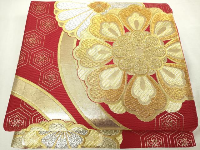平和屋着物◎六通柄袋帯 花丸文 金銀糸 正絹 逸品 DABJ4169cd
