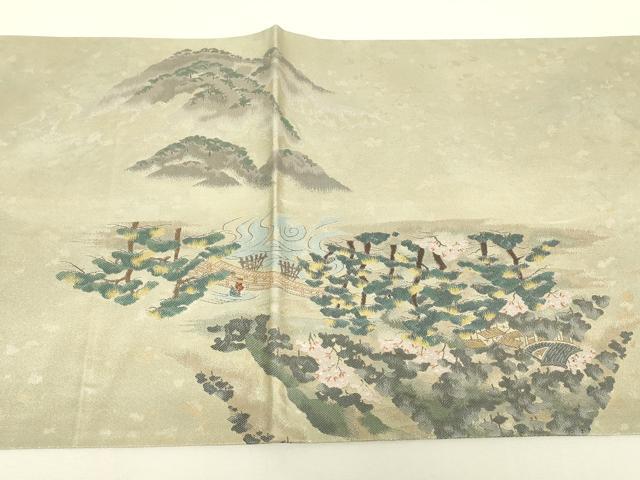 平和屋着物▼六通柄袋帯 春輝映香文 金糸 引箔 正絹 逸品 DABJ1277az