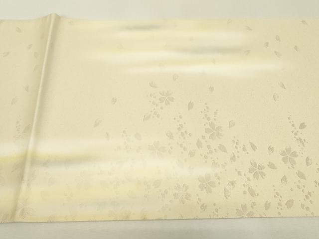 平和屋着物▼太鼓柄袋帯 枝桜文 手描き 銀糸 さが美扱い 正絹 逸品 DABJ1275az