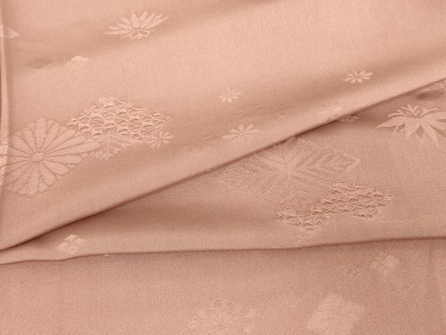 平和屋着物▽上質な色無地 単衣 花菱に桜 鴇浅葱色 正絹 逸品 DABJ1360az