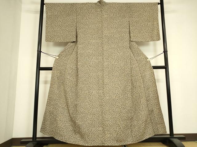 平和屋着物▽上質な小紋 単衣 石畳文 正絹 逸品 DABJ1365az