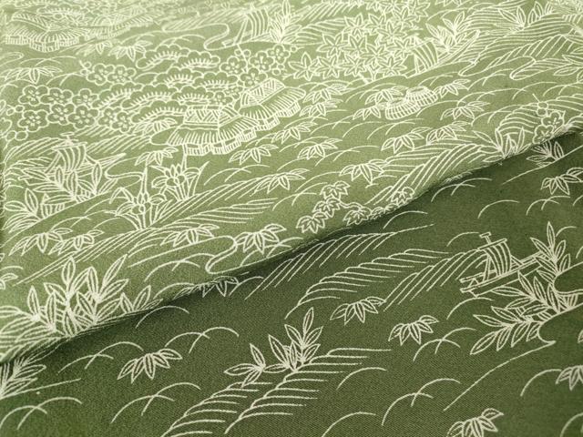 平和屋着物▽訪問着 単衣 茶屋辻風景文 暈し染め 正絹 逸品 DABJ1371az