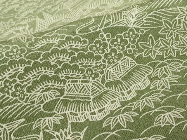 平和屋着物▽訪問着 単衣 茶屋辻風景文 暈し染め 正絹 逸品 DABJ1371az