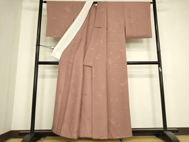 平和屋着物▽上質な色無地 単衣 花菱に桜 鴇浅葱色 正絹 逸品 DABJ1360az