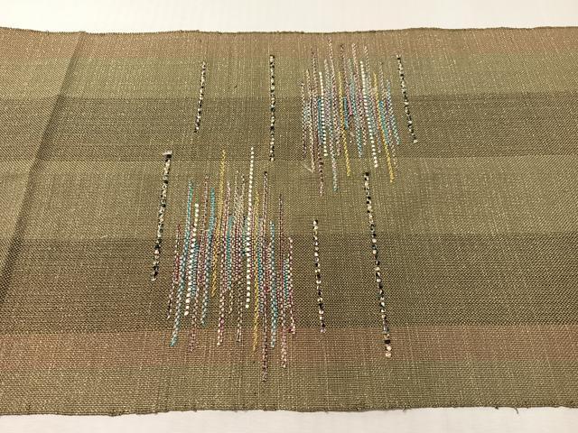 平和屋着物●八寸名古屋帯 霞文 金糸 鶸茶色 正絹 逸品 CABL0334vp