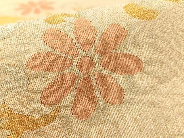 平和屋着物●爪掻き本綴れ 八寸名古屋帯 花菱文 金銀糸 正絹 逸品 未使用 CABL0379vp