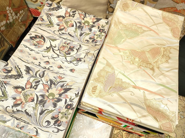 平和屋本店■袋帯 西陣 まとめて100点 向かい鳳凰 鶴 向かい蝶 風景 更紗 花柄 宝相華 佐賀錦 金銀糸 など 未使用品あり 全て正絹 se4222
