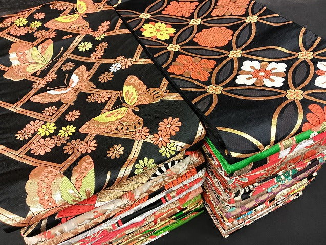平和屋本店■子供帯 まとめて 35点 鶴 蝶 松竹梅 花柄 七宝 正倉院 アンティーク 金銀糸 など 着用可能多数 未使用品あり mmm1397