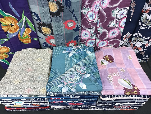平和屋着物■浴衣 まとめて 45点 兎 蝶 朝顔 薔薇 向日葵 花柄 七宝 絹紅梅 注染 暈し染め など 着用可能多数 未使用品あり mmm1405