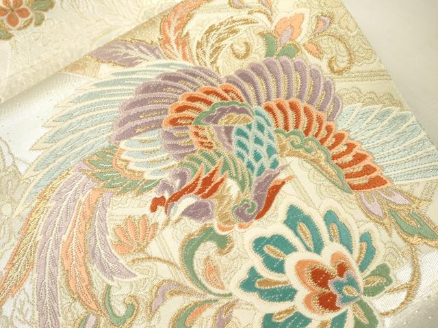 平和屋本店▼六通柄袋帯 唐織 鳳凰正倉院花文 本金二重箔 正絹 逸品 未使用 DABI7740fe