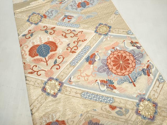 平和屋本店▼六通柄袋帯 唐織 天井華鳥文 24K本金箔 正絹 逸品 CABL4930hy