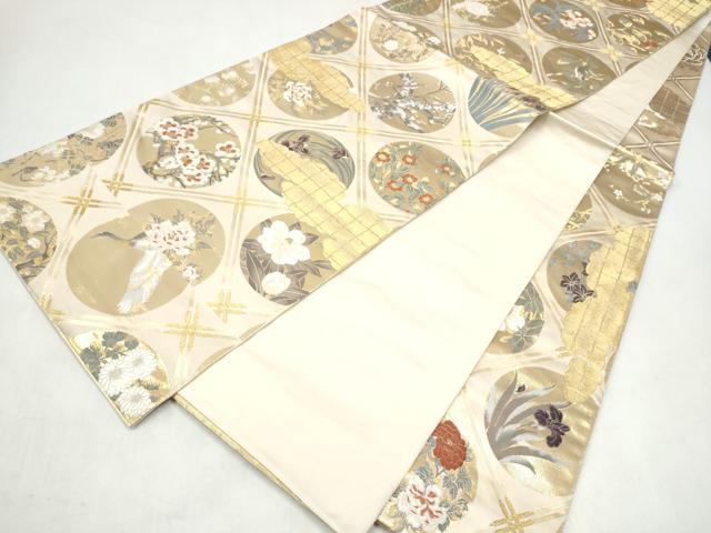 平和屋本店▼西陣 全通柄袋帯 傘松閣天井絵 証紙付き 正絹 逸品 CABL4972hy