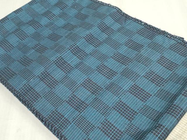 平和屋着物●西陣 銀座 志ま亀 紬 反物 着尺 格子 証紙付き 逸品 未使用 DABJ0883zy