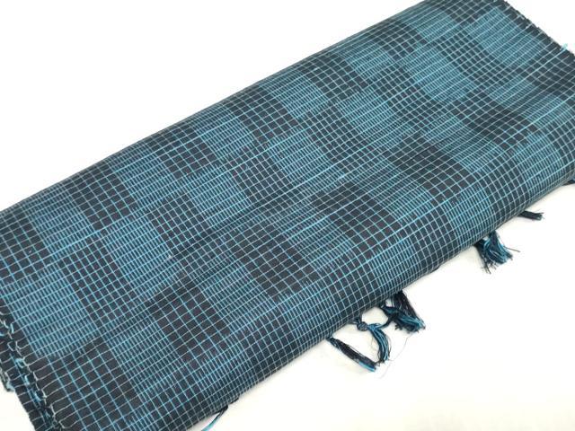 平和屋着物●西陣 銀座 志ま亀 紬 反物 着尺 格子 証紙付き 逸品 未使用 DABJ0883zy