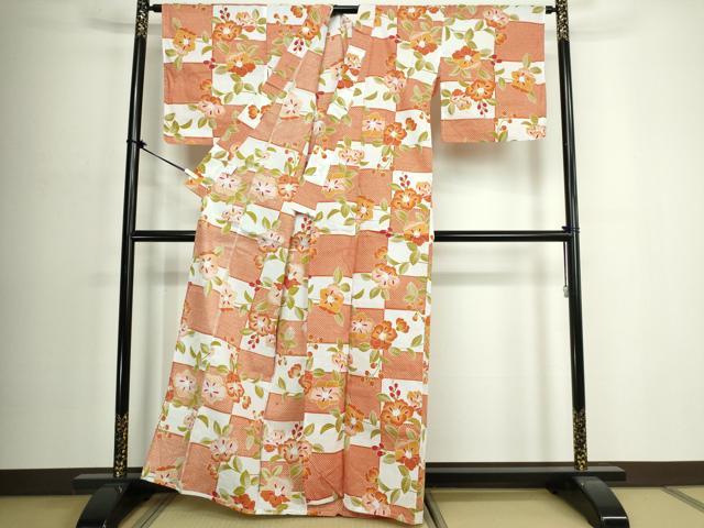 平和屋着物∴夏物 浴衣・帯セット 草花文 日本製 綿 逸品 DABJ4218cd