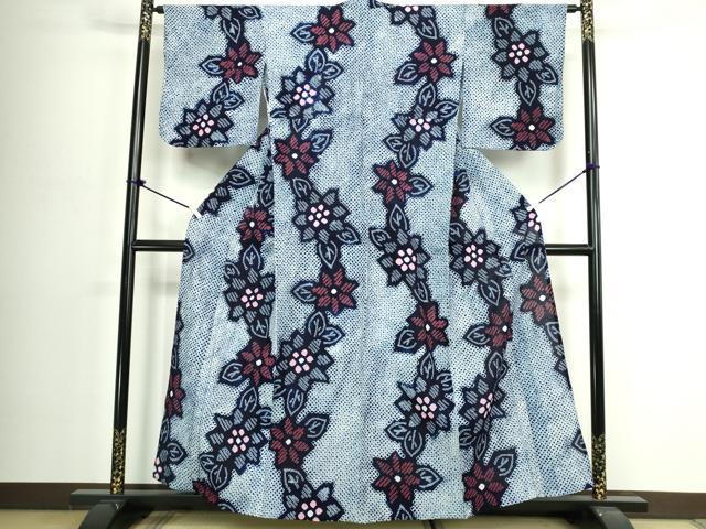 平和屋着物∴夏物 浴衣 有松鳴海絞り 草花文 綿 逸品 DABJ4239cd