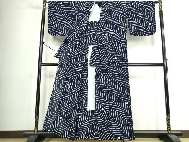 平和屋着物∴夏物 浴衣 有松鳴海絞り 抽象花文 綿 逸品 DABJ4244cd
