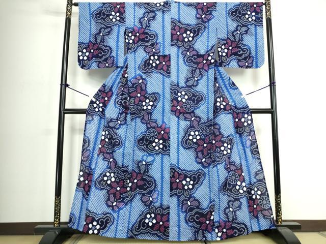 平和屋着物∴夏物 浴衣 有松鳴海絞り 花蝶文 綿 逸品 DABJ4245cd