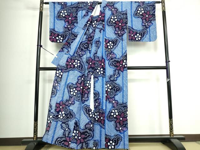 平和屋着物∴夏物 浴衣 有松鳴海絞り 花蝶文 綿 逸品 DABJ4245cd