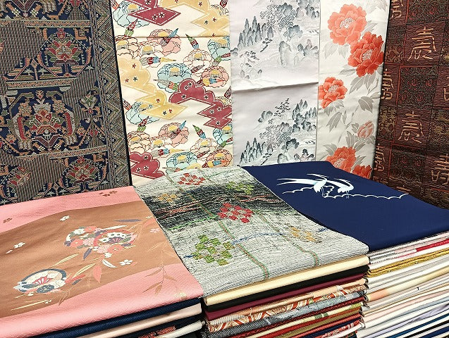 平和屋着物■名古屋帯 まとめて100点 鳥 蝶 風景 更紗 花柄 寿字 眼鏡織 型染め 金銀糸 など 着用可能多数 未使用品あり 全て正絹 mmm1412