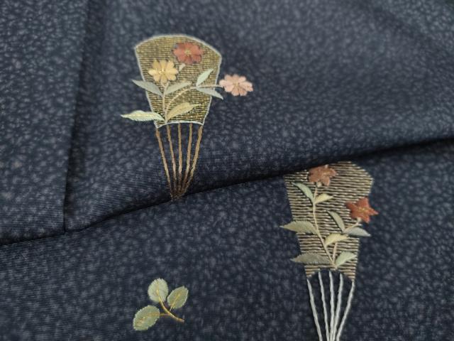 平和屋着物●訪問着 総刺繍 扇面花文 金糸 正絹 逸品 未使用 DABI6621ps