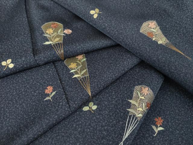 平和屋着物●訪問着 総刺繍 扇面花文 金糸 正絹 逸品 未使用 DABI6621ps