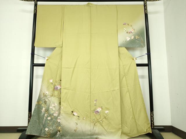 平和屋着物●訪問着 螺鈿 枝花文 暈し染め 金彩 正絹 逸品 未使用 DABI6626ps