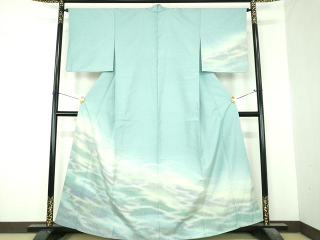 平和屋着物●石川県指定無形文化財 牛首紬 白山工房 手織り 訪問着 霞文 正絹 逸品 未使用 DABI6617ps