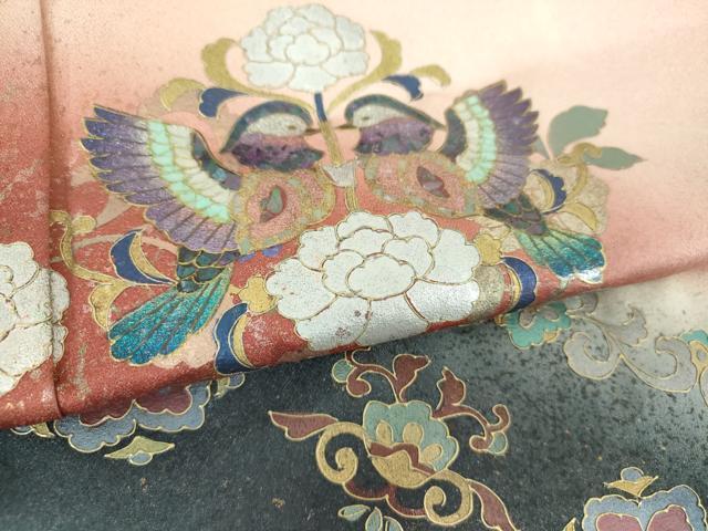 平和屋着物●訪問着 螺鈿箔 向かい鳥花文 暈し染め 金銀彩 正絹 逸品 DABI6624ps
