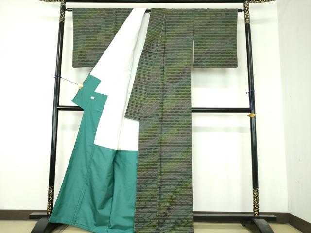 平和屋着物●菅原工房 菅原結作 漢方染紬 横段文 ほていや扱い 証紙付き 正絹 逸品 未使用 DABI6615ps