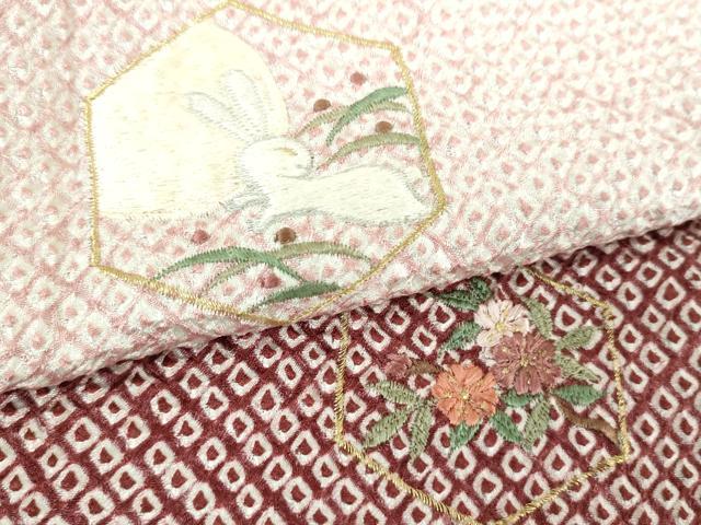 平和屋着物●訪問着 総絞り 刺繍 亀甲花文 月兎 金糸 正絹 逸品 未使用 DABI6625ps