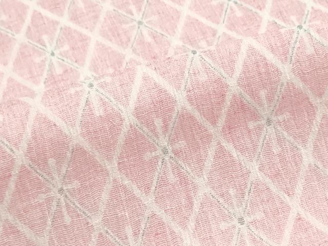 平和屋着物*夏物 小千谷ちぢみ 小紋 反物 着尺 マンガン加工 花菱文 未使用 DABI8430we