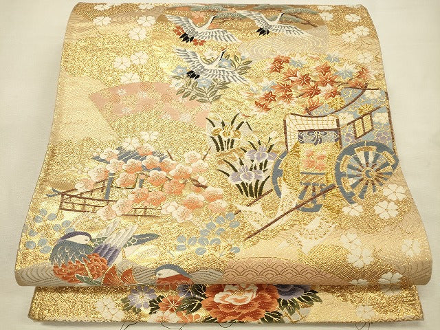 平和屋本店▼六通柄袋帯 唐織 慶祥錦 本金二重箔 正絹 逸品 DABI5800op