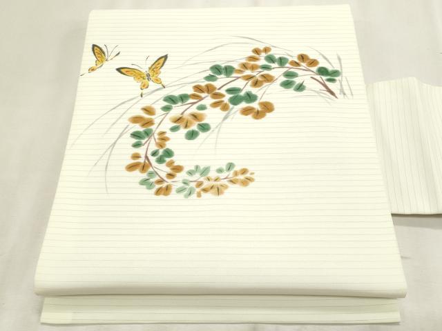 平和屋着物*夏物 九寸名古屋帯 手描き 舞蝶萩文 CABL2221fb