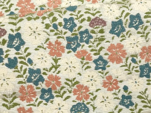 平和屋着物*夏物 九寸名古屋帯 唐織 草花文 正絹 逸品 CABL2266fb