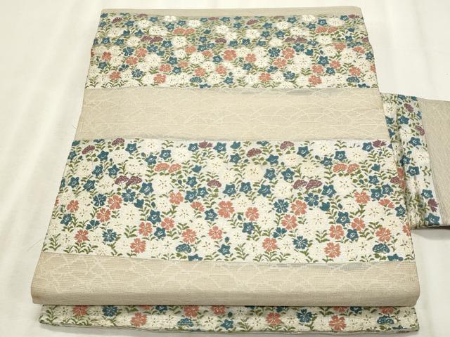 平和屋着物*夏物 九寸名古屋帯 唐織 草花文 正絹 逸品 CABL2266fb