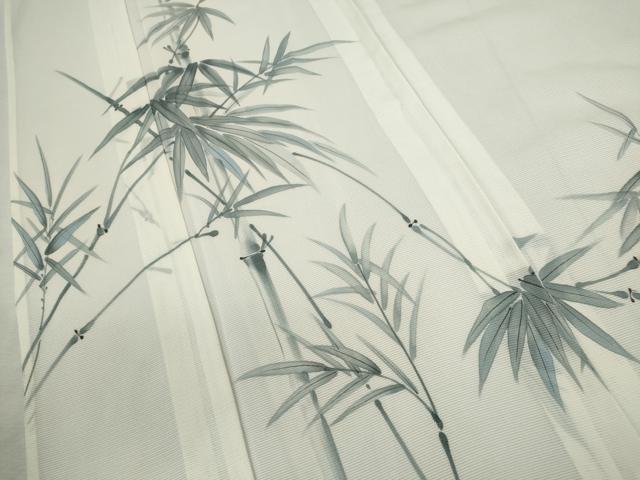 平和屋着物*夏物 訪問着 絽 手描き 笹竹文 正絹 逸品 未使用 CABK6766ze