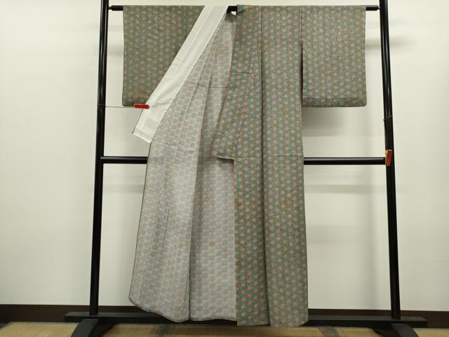 平和屋着物*夏物 小紋 絽 亀甲文 正絹 逸品 CABK6755ze