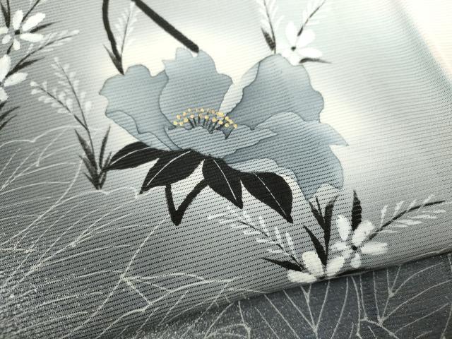 平和屋着物*夏物 訪問着 絽 手描き 枝花文 暈し染め 金銀彩 正絹 逸品 CABK6769ze