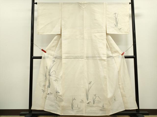 平和屋着物*夏物 訪問着 紗紬 手描き 流水鴛鴦燕子花 正絹 逸品 CABK6776ze