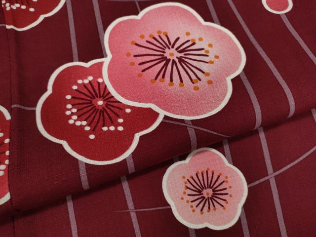 平和屋着物∴夏物 綿紅梅 浴衣 舞梅文 綿 逸品 CABK6793ze