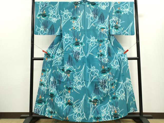 平和屋着物∴夏物 浴衣 注染 燕子花 手縫い 綿 逸品 CABK6789ze