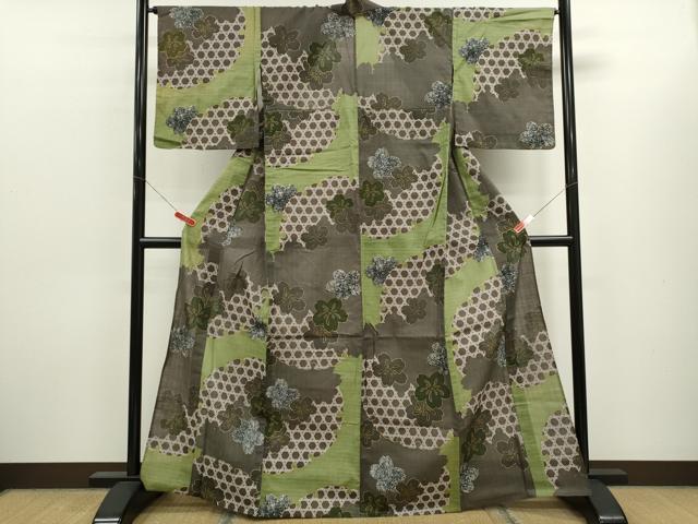 平和屋着物∴夏物 浴衣 雪輪舞桜文 金彩 手縫い 綿 逸品 CABK6786ze