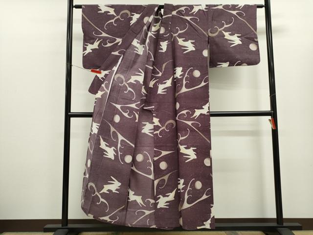 平和屋着物∴夏物 浴衣 兎 月 立波文 綿 逸品 CABK6782ze