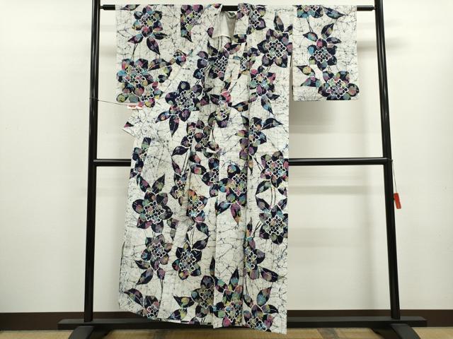 平和屋着物∴夏物 浴衣 注染 総レース 草花文 手縫い 綿 逸品 CABL8001ze