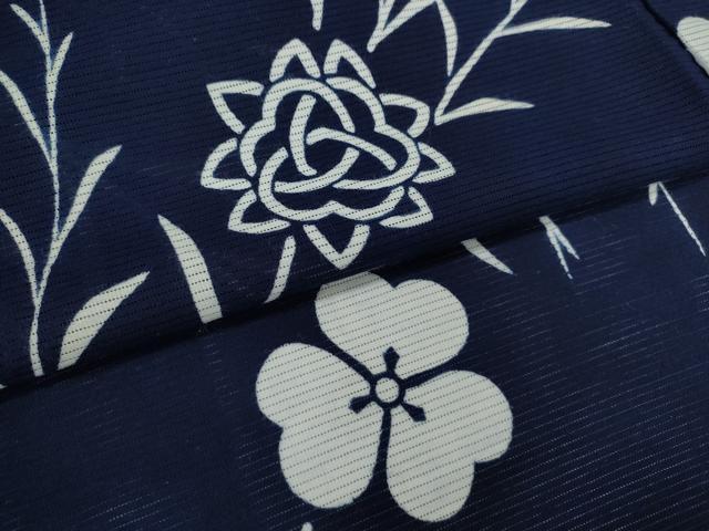 平和屋着物∴夏物 浴衣 綿絽 草花文 日本製 手縫い 綿 逸品 CABL8003ze
