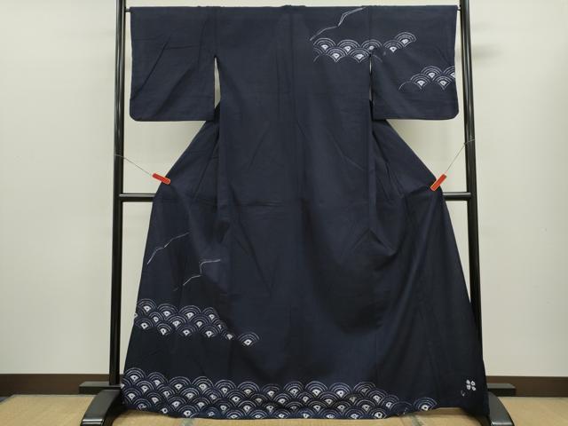 平和屋着物∴夏物 訪問着・浴衣兼用 絵羽浴衣 有松鳴海絞り 青海波 綿 逸品 CABL8005ze