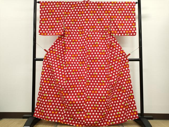 平和屋着物∴夏物 浴衣 さくらんぼ 綿 逸品 CABK6798ze