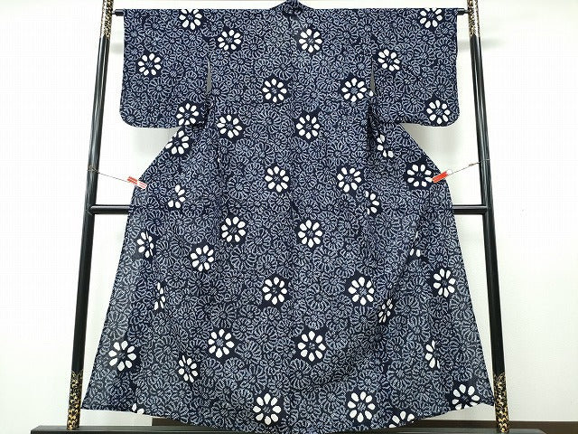 平和屋着物∴夏物 浴衣 有松鳴海絞り 舞菊尽くし 綿 逸品 CABK5464ng